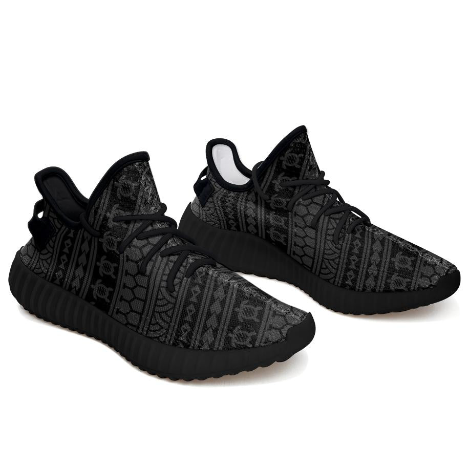 Hawaiian Sneakers YZ Polynesian Tattoo Tribal Gray AH Black - Polynesian Pride