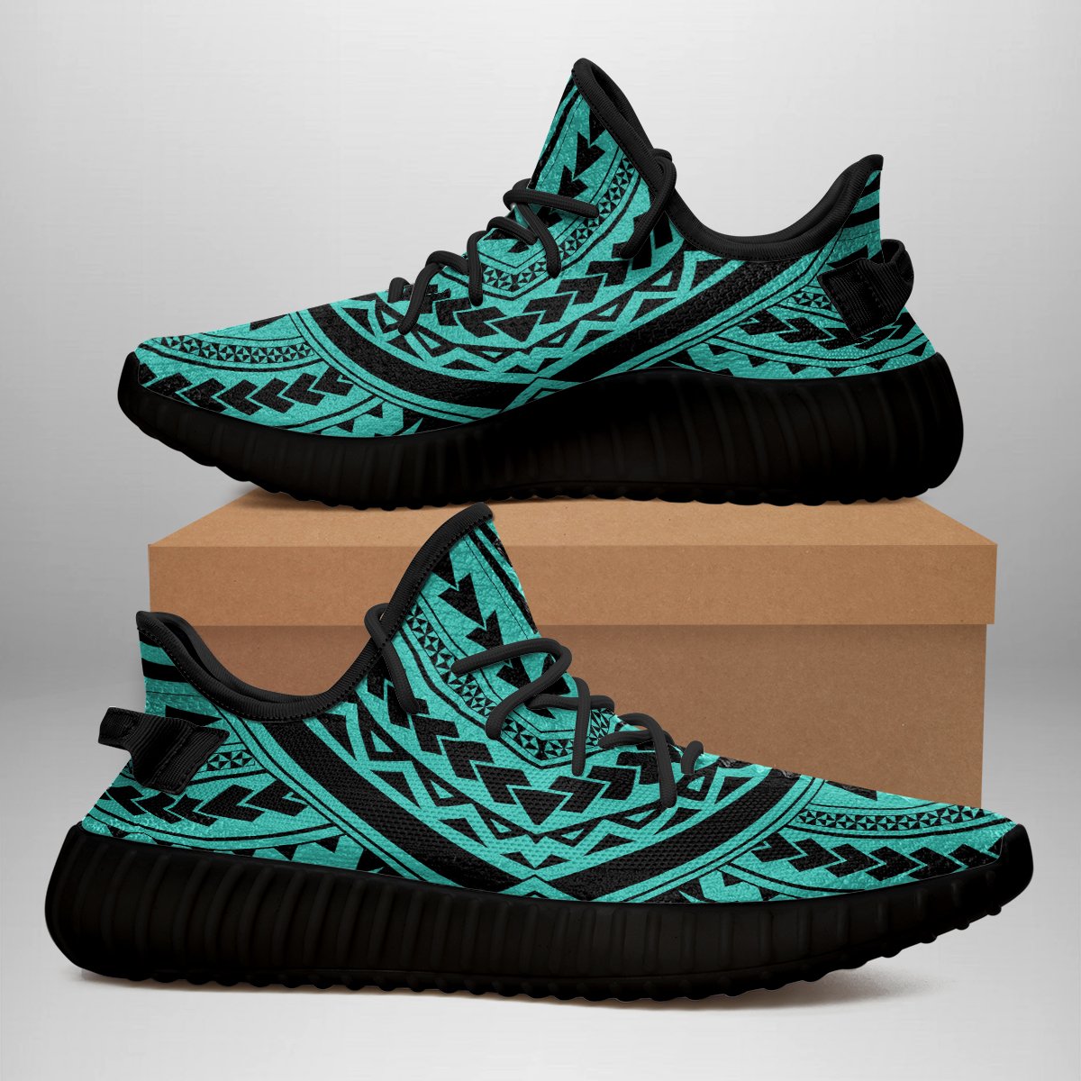 Hawaiian Sneakers YZ Polynesian Tradition Turquoise AH - Polynesian Pride