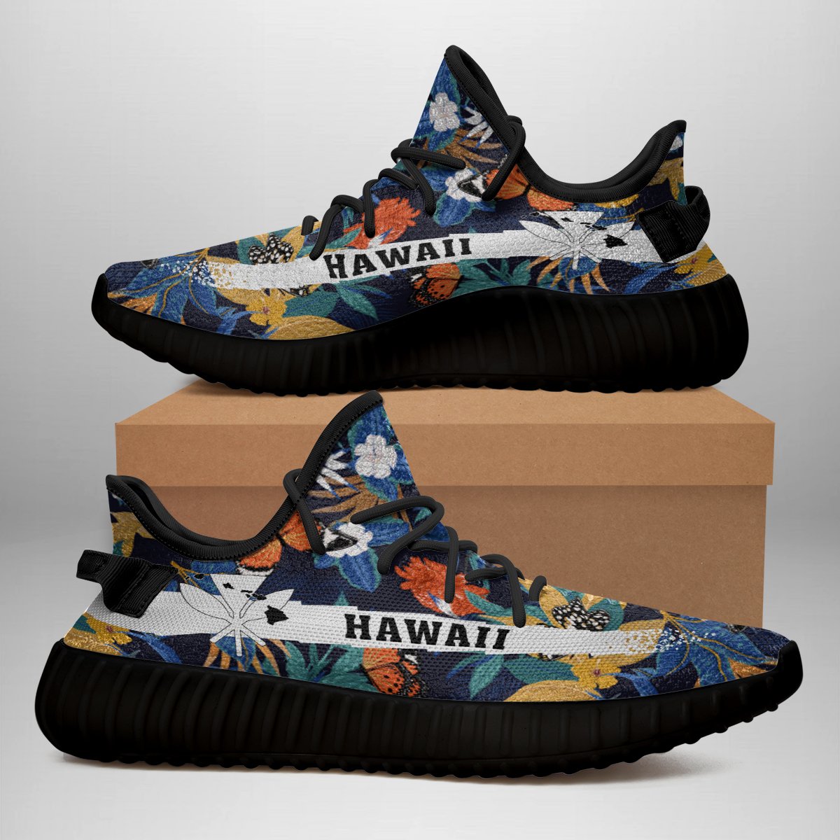 Hawaiian Sneakers YZ Tropical Buttterfly And Flower - Polynesian Pride