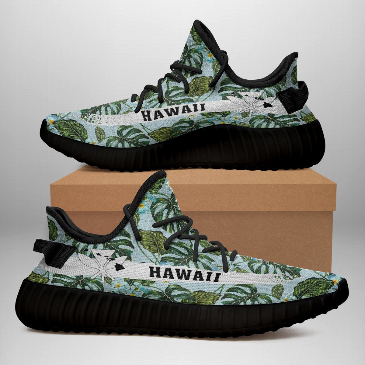 Hawaiian Sneakers YZ Tropical Flowers Monstera Leaf - Polynesian Pride