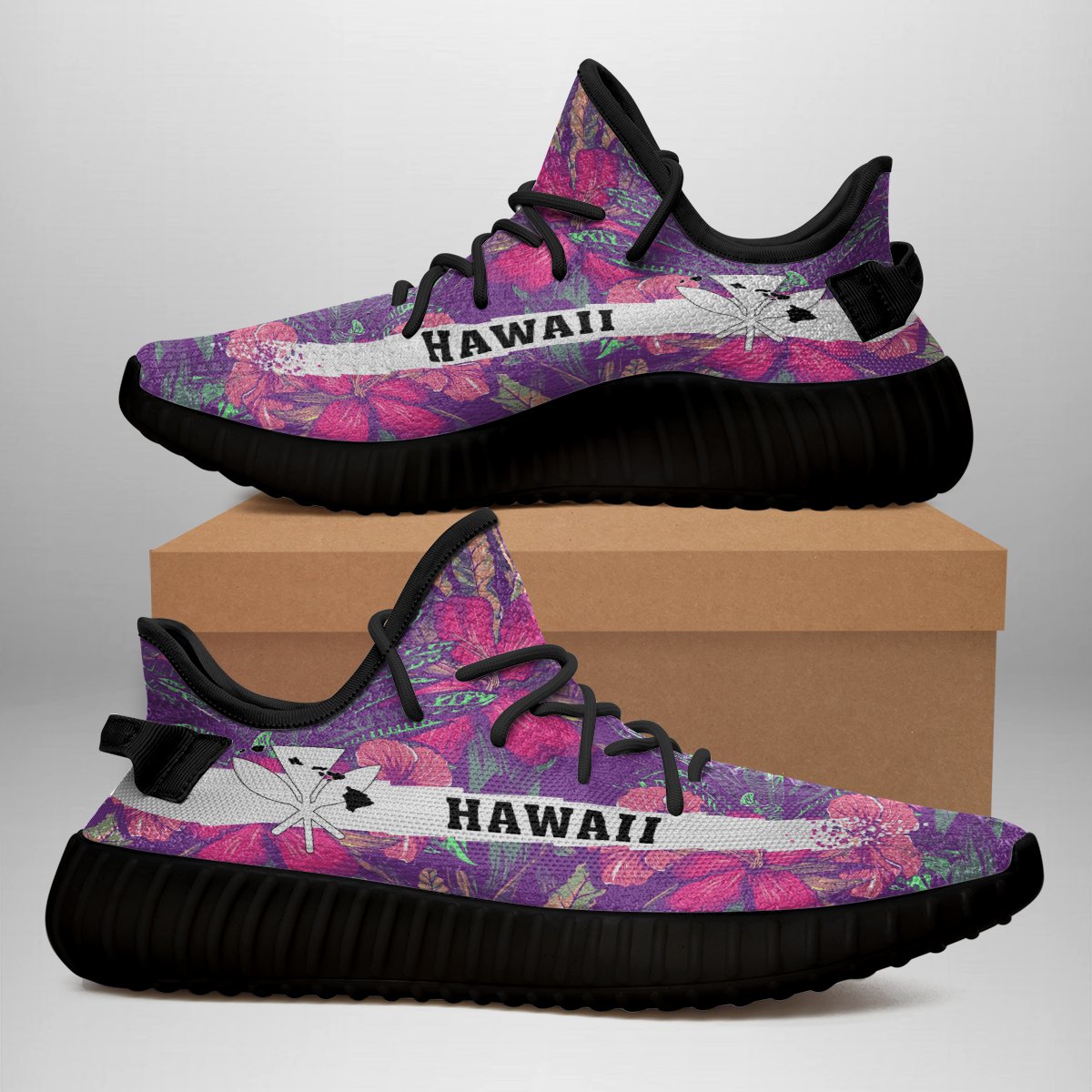 Hawaiian Sneakers YZ Tropical Hibiscus Purple - Polynesian Pride