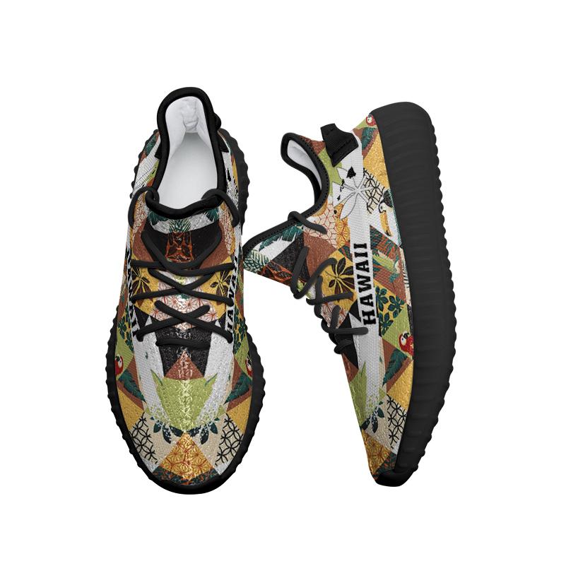 Hawaiian Sneakers YZ Tropical Jungle Parrots And Flamingos Pattern - Polynesian Pride