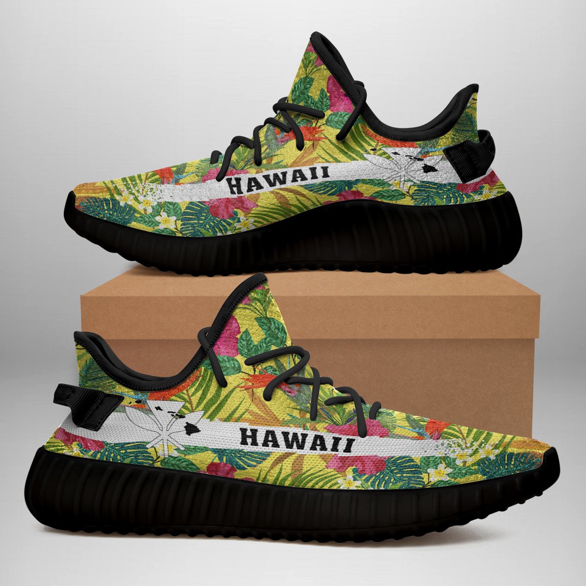 Hawaiian Sneakers YZ Tropical Leaves And Flowers - Polynesian Pride