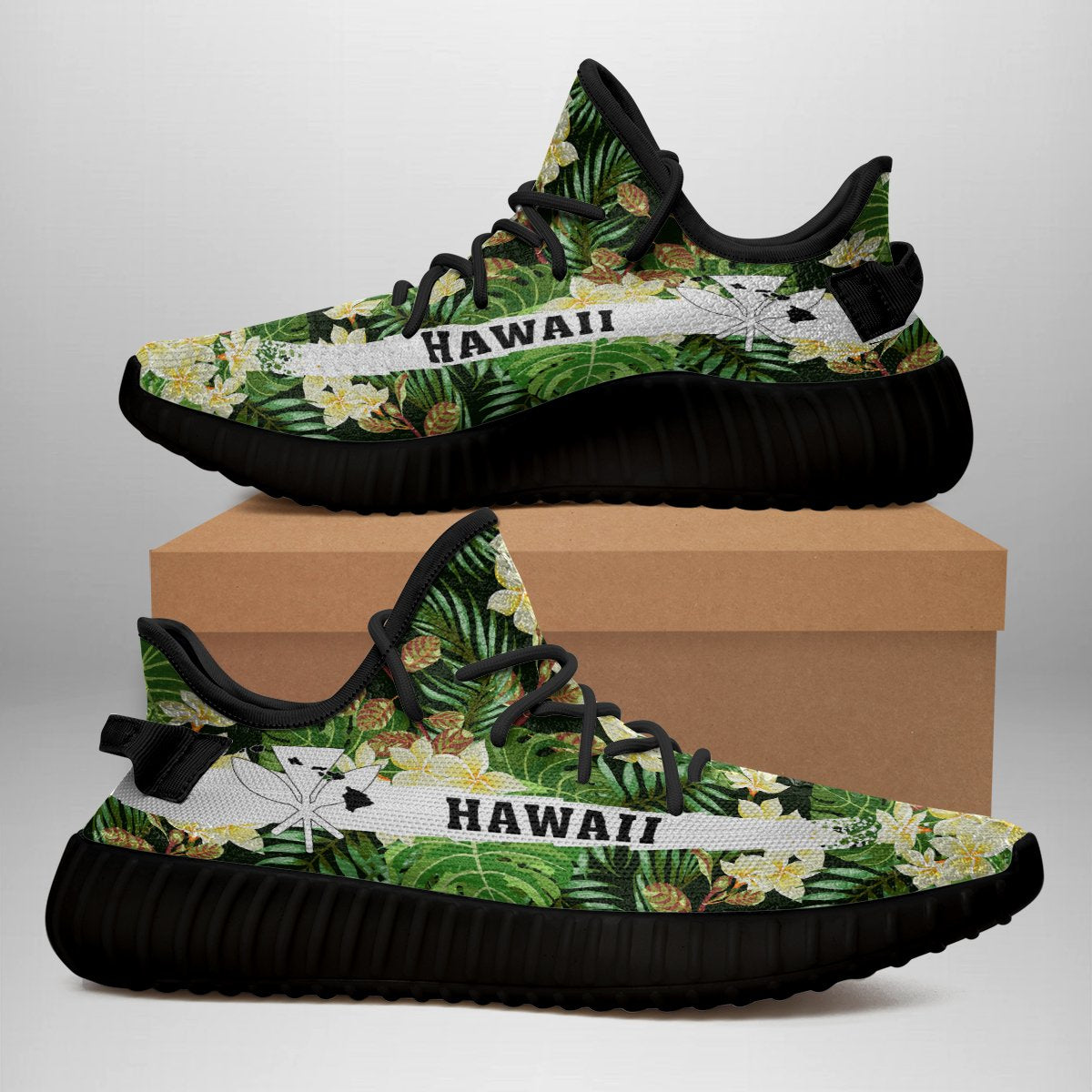 Hawaiian Sneakers YZ Tropical Leaves And Plumeria - Polynesian Pride