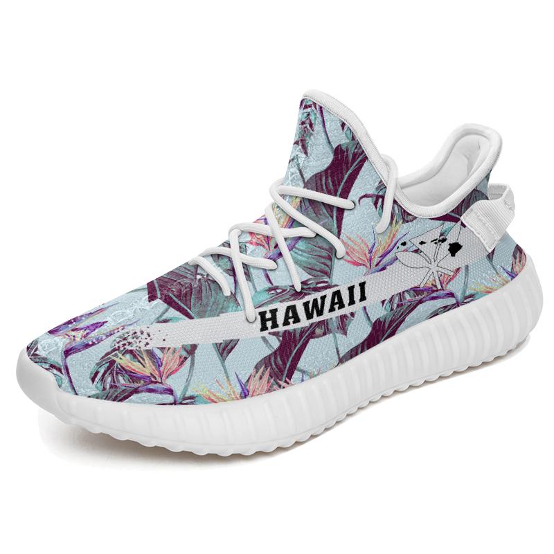 Hawaiian Sneakers YZ Tropical Monstera Leaf White - Polynesian Pride