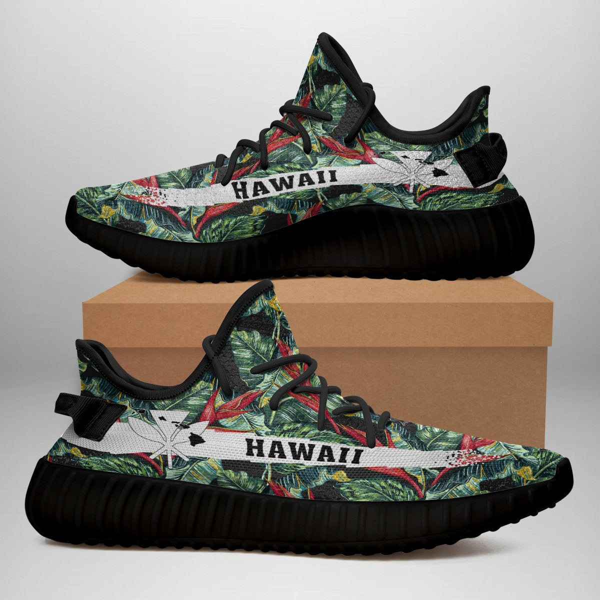 Hawaiian Sneakers YZ Tropical Monstera Leaf Green - Polynesian Pride