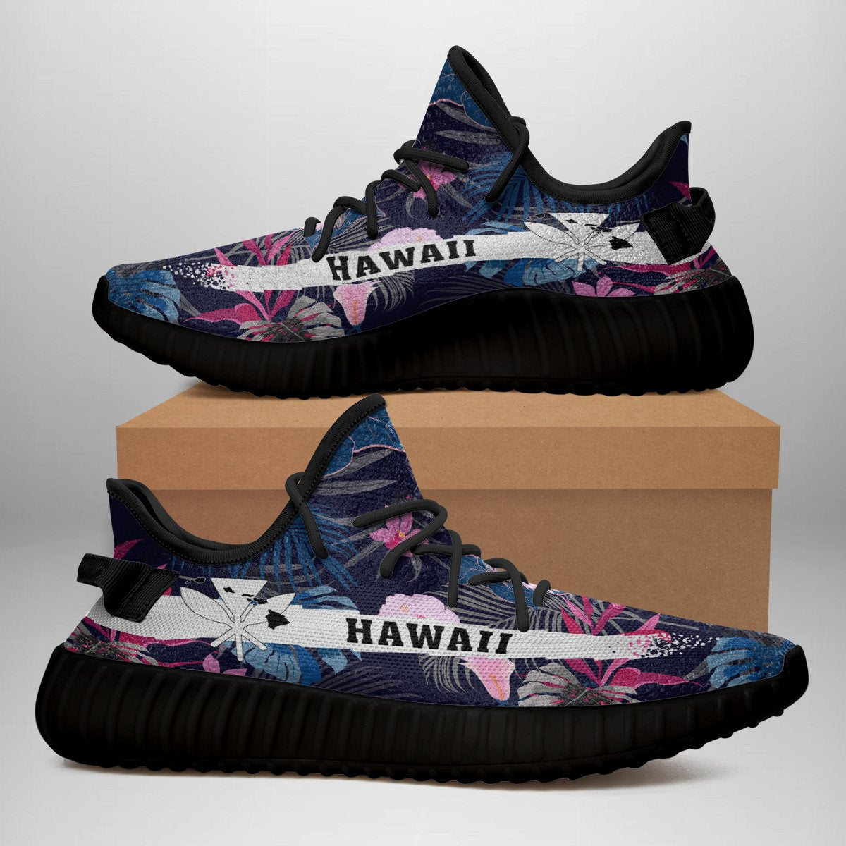 Hawaiian Sneakers YZ Tropical Palm Tree And Flower - Polynesian Pride