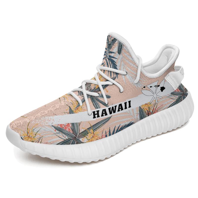 Hawaiian Sneakers YZ Tropical Pattern Pink White - Polynesian Pride