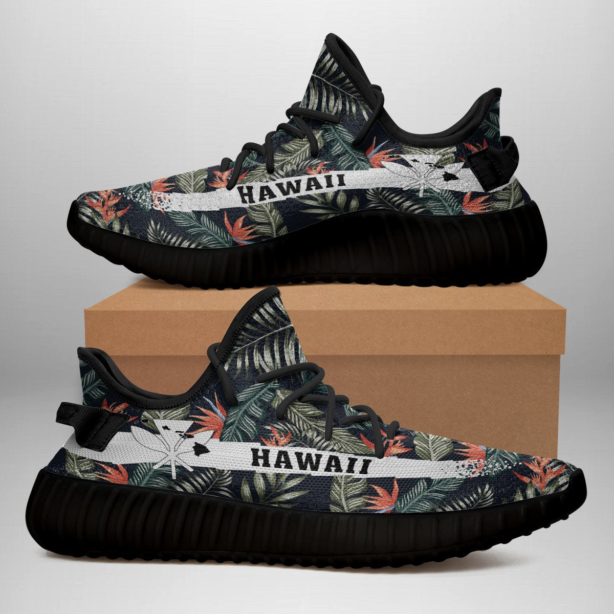 Hawaiian Sneakers YZ Tropical Strelitzia Black - Polynesian Pride