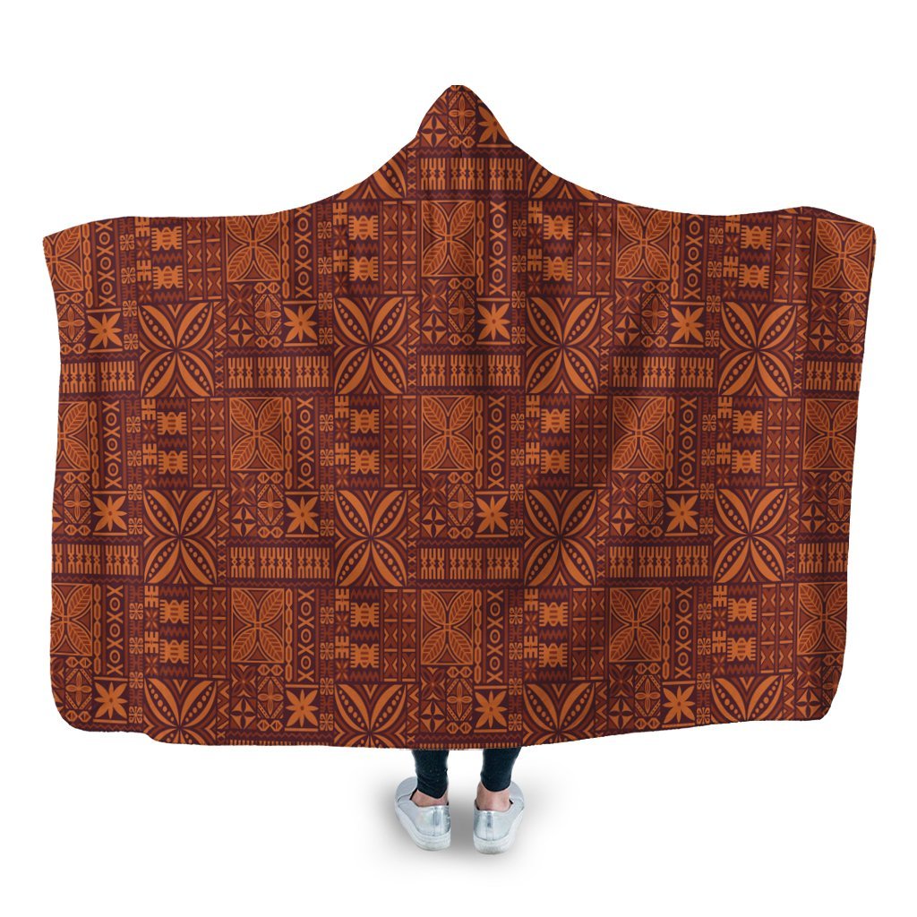 Hawaiian Traditional Aboriginal Pattern Polynesian Hooded Blanket - AH Hooded Blanket White - Polynesian Pride