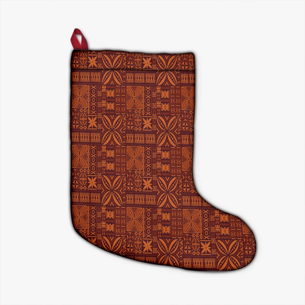 Hawaiian Traditional Aboriginal Pattern Polynesian Christmas Stocking - AH Christmas Stocking 26 X 42 cm Black - Polynesian Pride