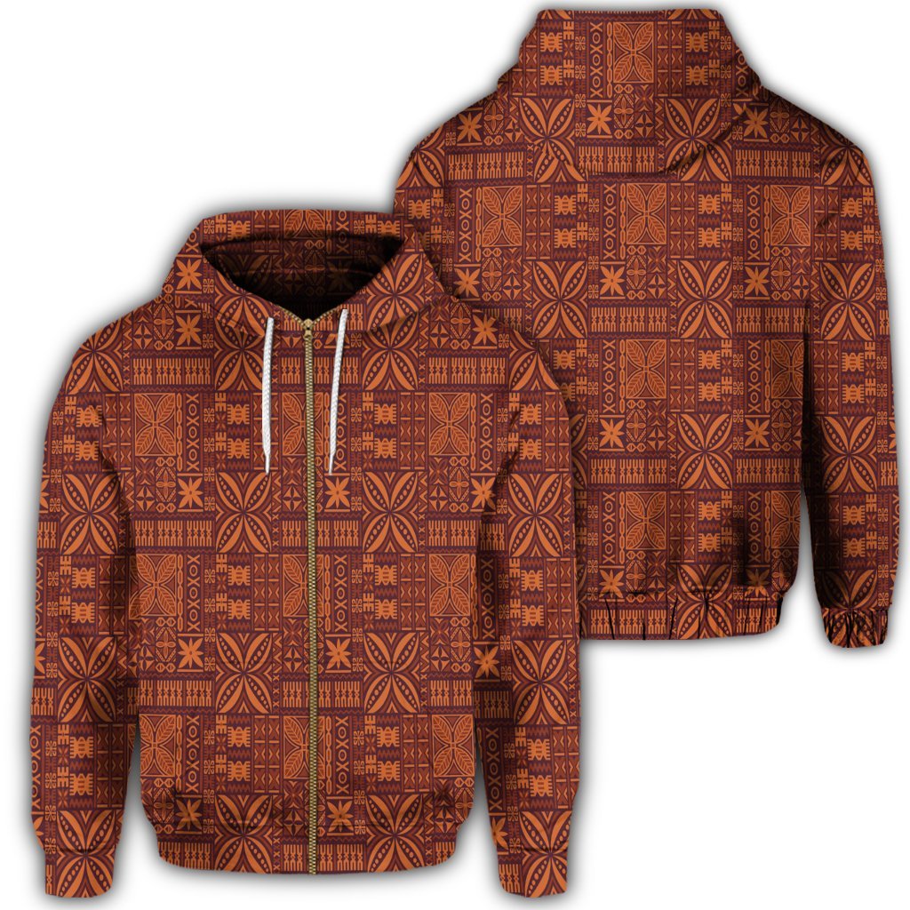 Hawaiian Traditional Aboriginal Pattern Polynesian Zip Hoodie Unisex Art - Polynesian Pride