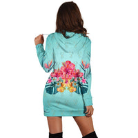 Hawaiian Tropical Strelitzia Hibiscus Plumeria Centre Hoodie Dress - AH - Polynesian Pride