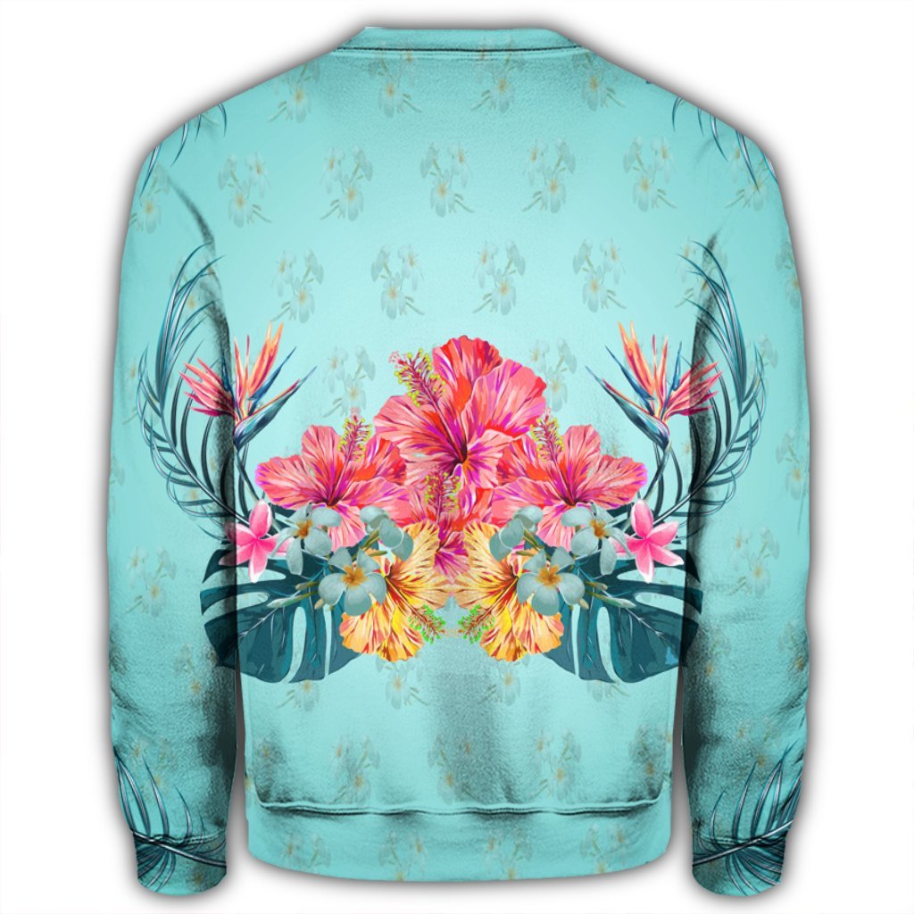 Hawaiian Tropical Strelitzia Hibiscus Plumeria Centre Sweatshirt - AH - Polynesian Pride