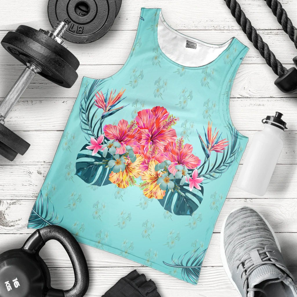 Hawaiian Tropical Strelitzia Hibiscus Plumeria Centre Tank Top - AH - Polynesian Pride