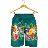 Hawaiian Tropical Strelitzia Plumeria Orchids Hibiscus Polynesian Men's Shorts - AH - Polynesian Pride