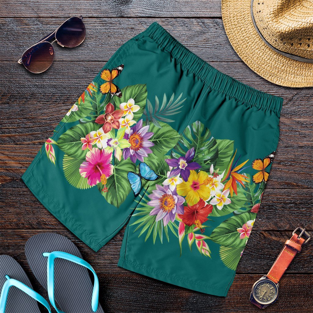 Hawaiian Tropical Strelitzia Plumeria Orchids Hibiscus Polynesian Men's Shorts - AH Art - Polynesian Pride