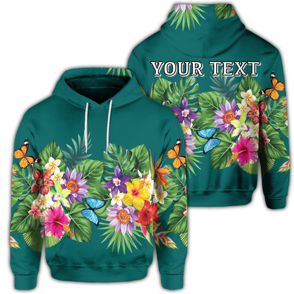 Custom Hawaiian Tropical Strelitzia Plumeria Orchids Hibiscus Polynesian Hoodie Unisex Art - Polynesian Pride