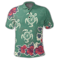 Hawaiian Turtle and Colorful Hibiscus Polynesian Polo Shirt - Polynesian Pride