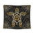 Hawaiian Turtle And Hibiscus Polynesian Tapestry Gold - AH Wall Tapestry Black - Polynesian Pride