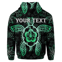 Custom Hawaiian Turtle and Hibiscus Polynesian Hoodie Green - Polynesian Pride