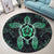 Hawaiian Turtle And Hibiscus Polynesian Round Carpet Green - AH - Polynesian Pride