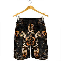 Hawaiian Turtle And Hibiscus Polynesian Men's Shorts Orange - AH - Polynesian Pride