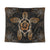 Hawaiian Turtle And Hibiscus Polynesian Tapestry Orange - AH Wall Tapestry Black - Polynesian Pride