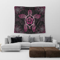 Hawaiian Turtle And Hibiscus Polynesian Tapestry Pink - AH - Polynesian Pride