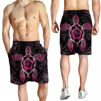Hawaiian Turtle And Hibiscus Polynesian Men's Shorts Pink - AH - Polynesian Pride