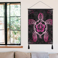 Hawaiian Turtle And Hibiscus Polynesian Hanging Poster Pink - AH - Polynesian Pride