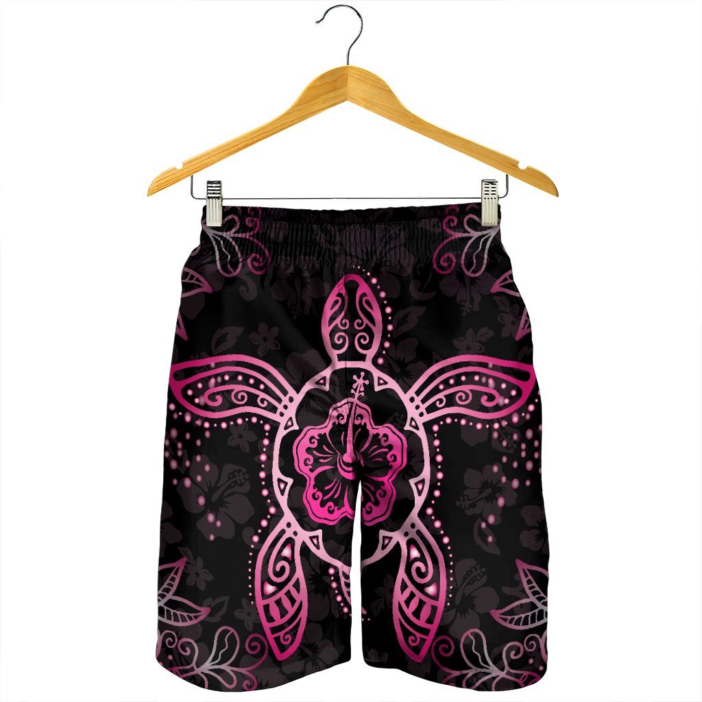 Hawaiian Turtle And Hibiscus Polynesian Men's Shorts Pink - AH - Polynesian Pride