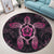 Hawaiian Turtle And Hibiscus Polynesian Round Carpet Pink - AH - Polynesian Pride