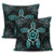 Hawaiian Turtle And Hibiscus Polynesian Pillow Covers Turquoise - AH - Polynesian Pride