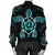 Hawaiian Turtle And Hibiscus Polynesian Bomber Jacket Turquoise - AH - Polynesian Pride