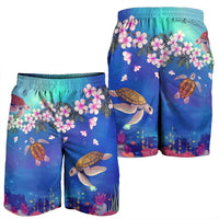 Hawaiian Turtle And Plumeria Pattern Polynesian Men's Shorts - AH - Polynesian Pride
