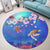 Hawaiian Turtle And Plumeria Pattern Polynesian Round Carpet - AH - Polynesian Pride