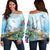 Hawaiian Turtle Dolphin In The Ocean Polynesian Women's Off Shoulder Sweater - AH Black - Polynesian Pride