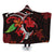 Hawaiian Turtle Hibiscus And Plumeria Flower Polynesian Hooded Blanket - AH Hooded Blanket White - Polynesian Pride