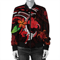 Hawaiian Turtle Hibiscus And Plumeria Flower Polynesian Bomber Jacket - AH - Polynesian Pride