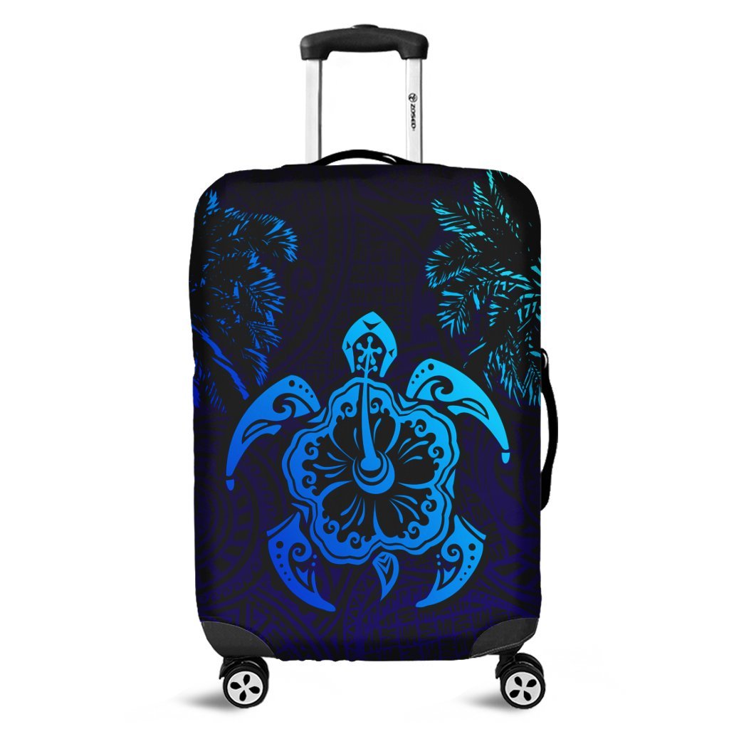 Hawaiian Turtle Hibiscus Coconut Tree Polynesian Luggage Covers AH Black - Polynesian Pride