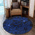 Hawaiian Turtle Hibiscus Plumeria Kanaka Polynesian Round Carpet Blue - Soft Style - AH - Polynesian Pride