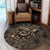 Hawaiian Turtle Hibiscus Plumeria Kanaka Polynesian Round Carpet Gold - Soft Style - AH - Polynesian Pride