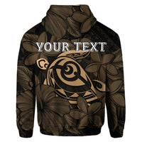Custom Hawaiian Turtle Hibiscus Plumeria Kanaka Polynesian Hoodie Gold Soft Style - Polynesian Pride
