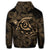 Hawaiian Turtle Hibiscus Plumeria Kanaka Polynesian Zip Hoodie Gold Soft Style - Polynesian Pride