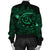 Hawaiian Turtle Hibiscus Plumeria Kanaka Polynesian Bomber Jacket Green - Soft Style - AH - Polynesian Pride