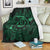 Hawaiian Turtle Hibiscus Plumeria Kanaka Polynesian Premium Blankets Green - Soft Style - AH White - Polynesian Pride