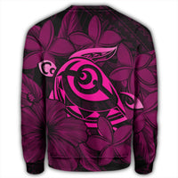 Hawaiian Turtle Hibiscus Plumeria Kanaka Polynesian Sweatshirt Pink - Soft Style - AH - Polynesian Pride
