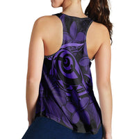Hawaiian Turtle Hibiscus Plumeria Kanaka Polynesian Racerback Tank Purple - Soft Style - AH - Polynesian Pride
