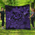 Hawaiian Turtle Hibiscus Plumeria Kanaka Polynesian Premium Quilts Purple - Soft Style - AH Black - Polynesian Pride